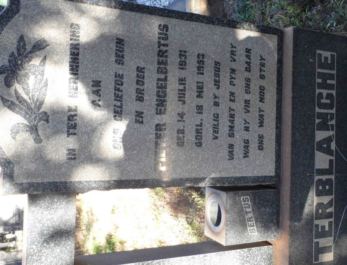 TERBLANCHE Pieter Engelbertus 1931-1953