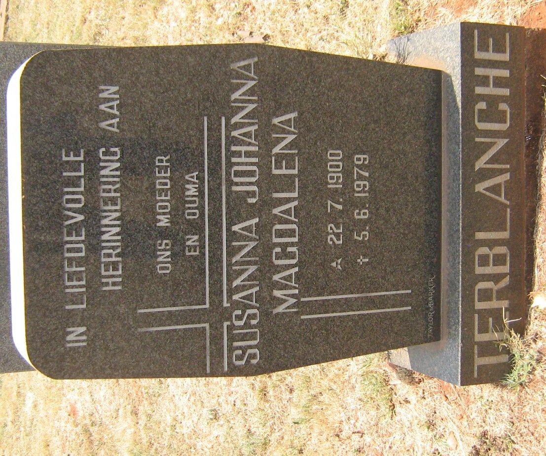 TERBLANCHE Susanna Johanna Magdalena 1900-1979