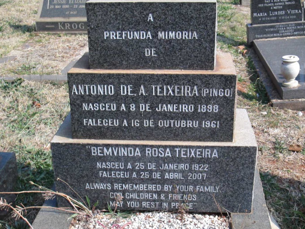 TEIXEIRA Antonio De. A. 1898-1961 &amp; Bemvinda Rosa 1922-2007