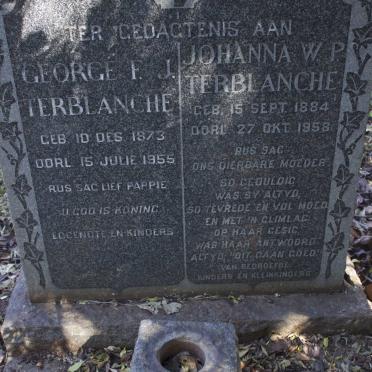 TERBLANCHE George F.J. 1873-1955 &amp; Johanna W.P. 1884-1958