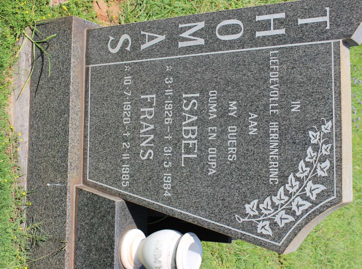 THOMAS Frans 1920-1985 &amp; Isabel 1926-1984