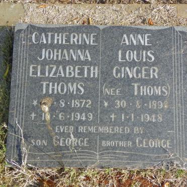 THOMS Catherine Johanna Elizabeth 1872-1949 :: GINGER Anne Louis nee THOMS 1898-1948