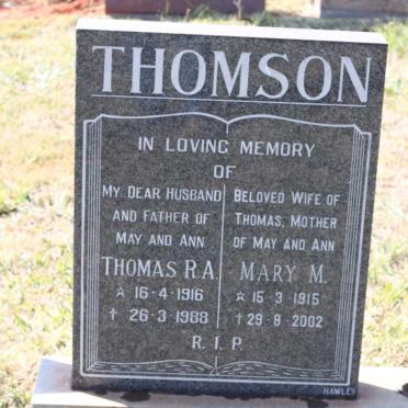 THOMSON Thomas R.A. 1916-1988 &amp; Mary M. 1915-2002