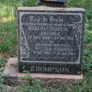 THOMPSON William Johannes 1883-1964 &amp; Martha Cornelia Johanna 1884-1962