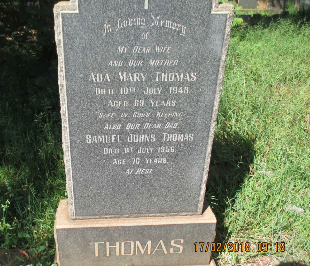 THOMAS Samuel Johns -1956 &amp; Ada Mary -1948
