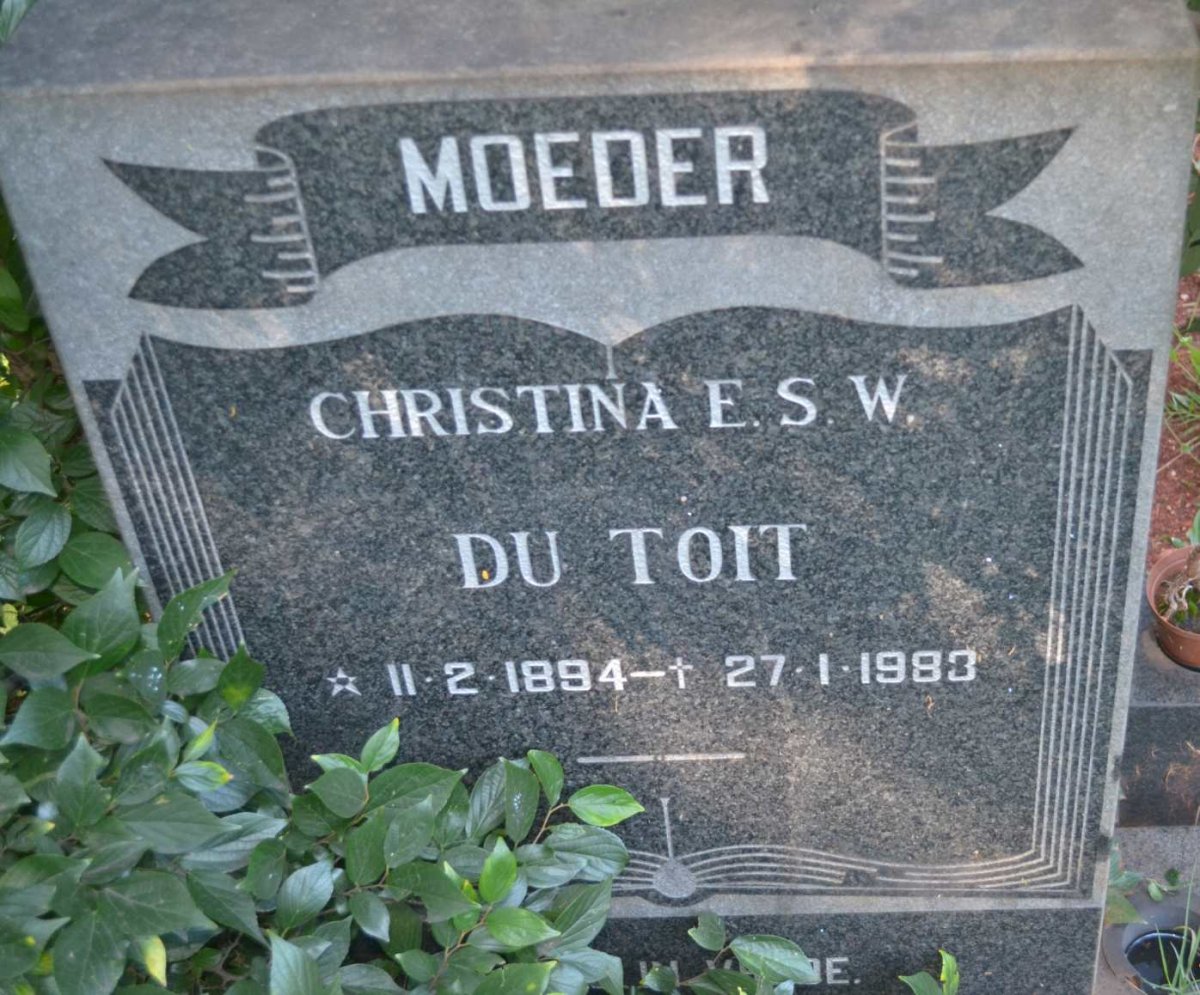 TOIT Christina E.S.W., du 1894-1983