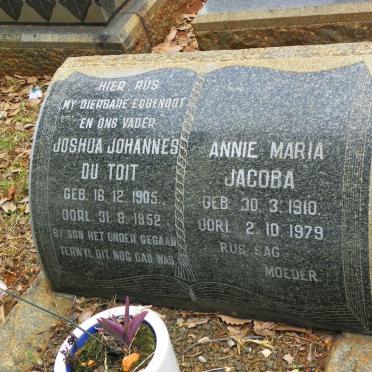 TOIT Joshua Johannes, du 1905-1952 &amp; Annie Maria Jacoba 1910-1979