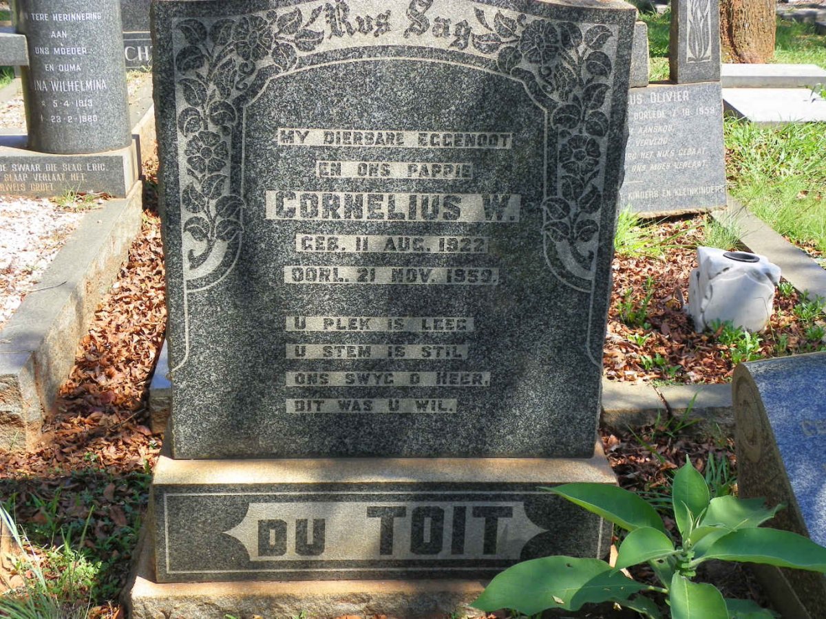 TOIT Cornelius W., du 1922-1959