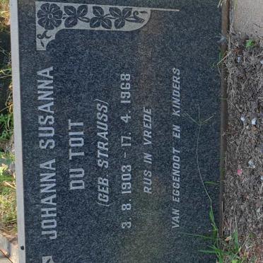 TOIT Johanna Susanna, du nee STRAUSS 1903-1968