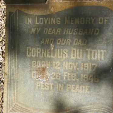 TOIT Cornelius, du 1917-1946