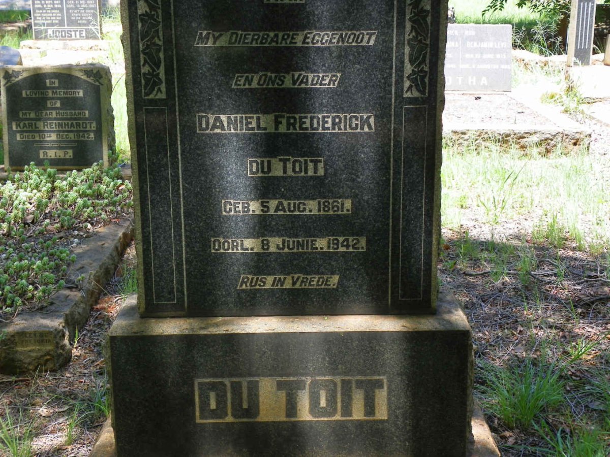 TOIT Daniel Frederick, du 1861-1942