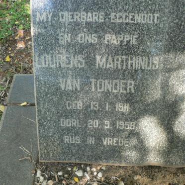 TONDER Lourens Marthinus, van 1911-1958