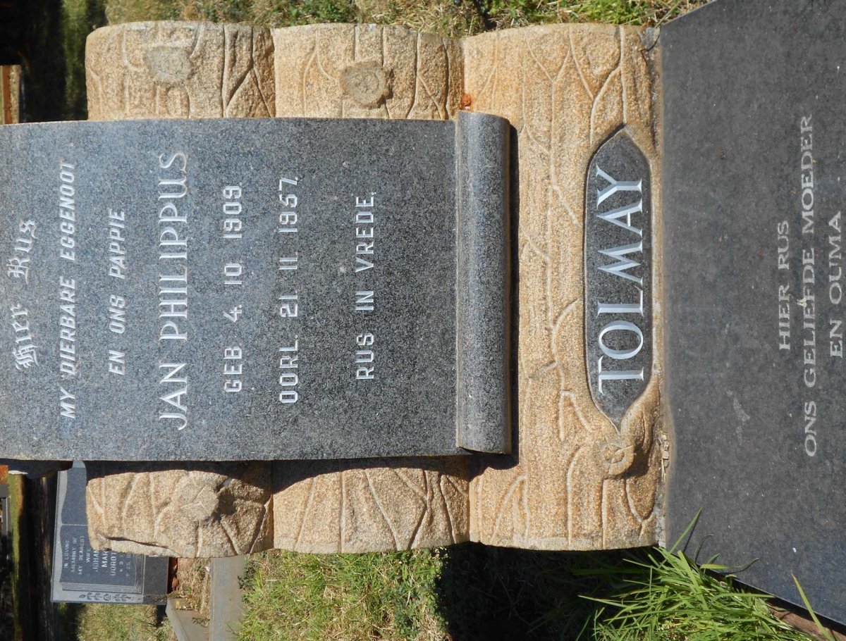 TOLMAY Jan Philippus 1909-1957 &amp; Johanna Jeanetta 1913-1993