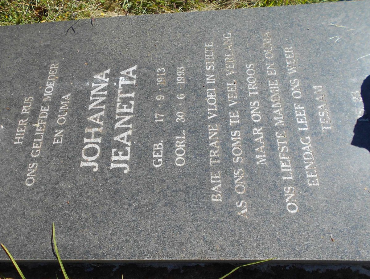 TOLMAY Jan Philippus 1909-1957 &amp; Johanna Jeanetta 1913-1993