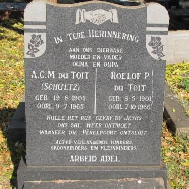 TOIT Roelof P., du 1901-1966 &amp; A.C.M. SCHULTZ 1905-1965 