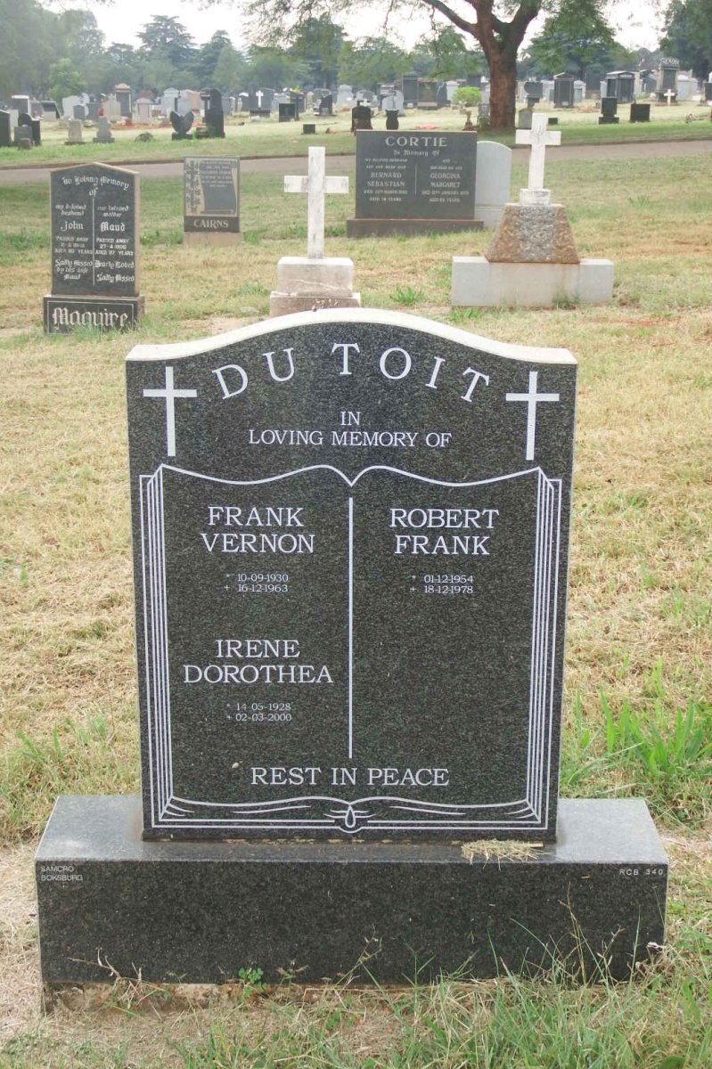 TOIT Frank Vernon, du 1930-1963 &amp; Irene Dorothea 1928-2000 :: DU TOIT Robert Frank 1954-1978