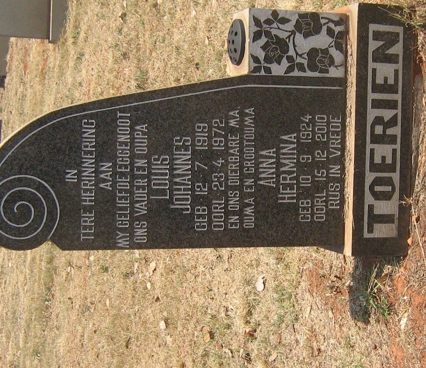 TOERIEN Louis Johannes 1919-1972 &amp; Anna Hermina 1924-2010