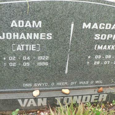 TONDER Adam Johannes, van 1922-1996 &amp; Magdalena Sophia 1929-2012