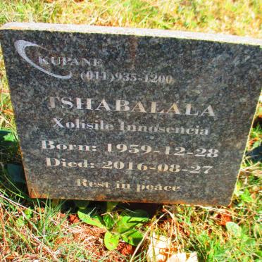 TSABALALA Xolisile Innosencia 1959-2016