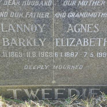 TWEEDIE Lannoy Barkly 1869-1968 &amp; Agnes Elizabeth 1887-1991