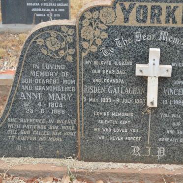 YORKE Risden Gallaghan 1899-1960 &amp; Anne Mary 1905-1988