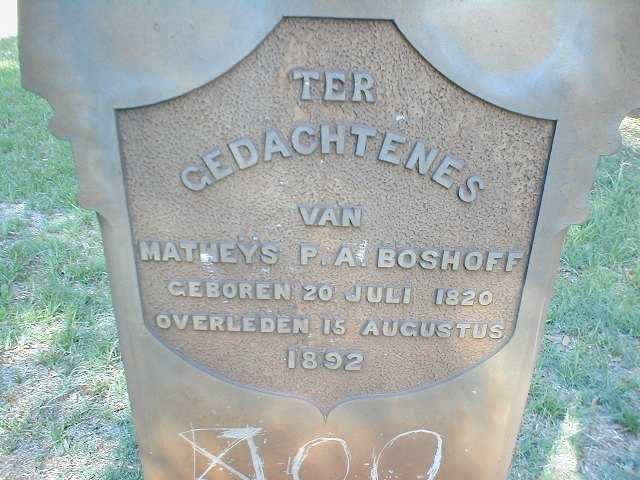 BOSHOFF Matheys P.A. 1820-1892