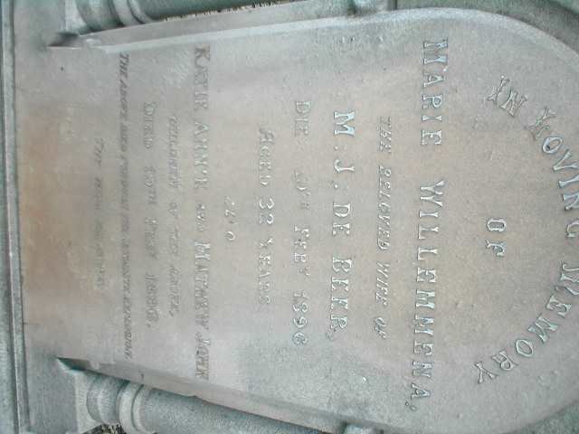 BEER Marie Willemmena, de 1864-1896 :: DE BEER Katie Annie ?-1896 :: DE BEER Mathew John ?-1896