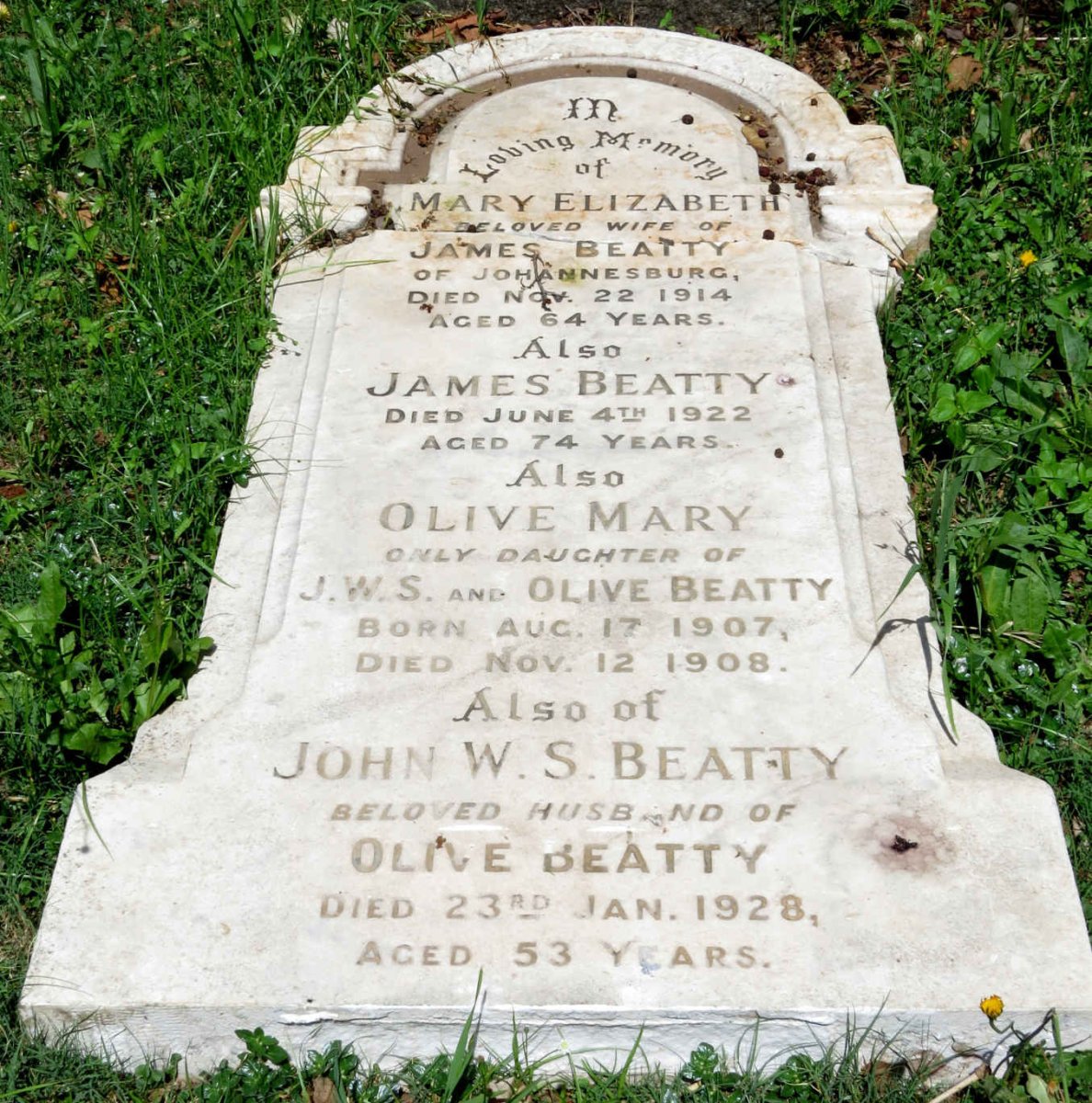BEATTY James -1922 &amp; Mary Elizabeth -1914 :: BEATTY John W.S. -1928 :: BEATTY Olive Mary 1907-1908