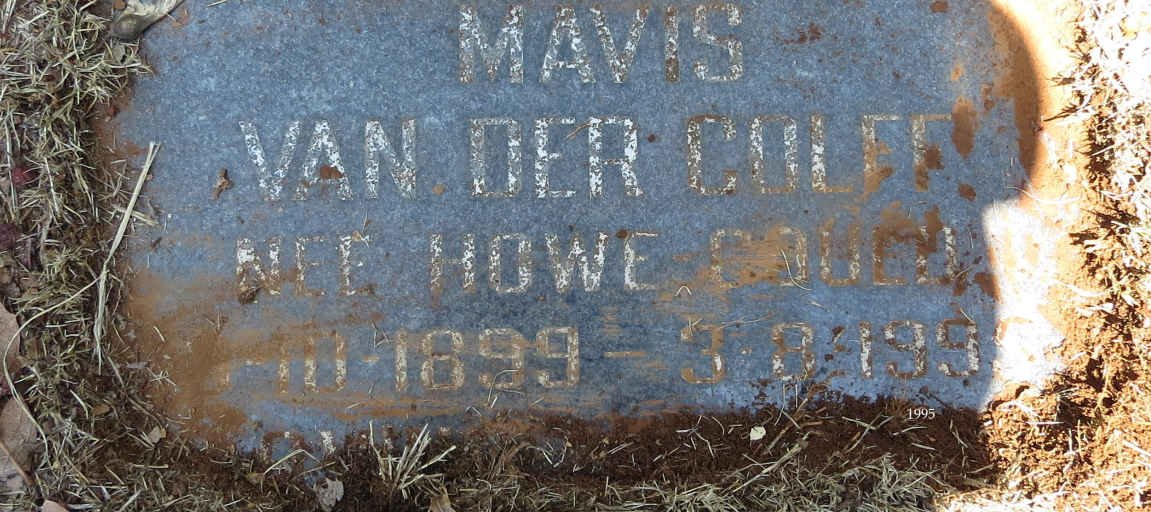 COLFF Mavis, van der nee HOWE GOULD 1899-199?