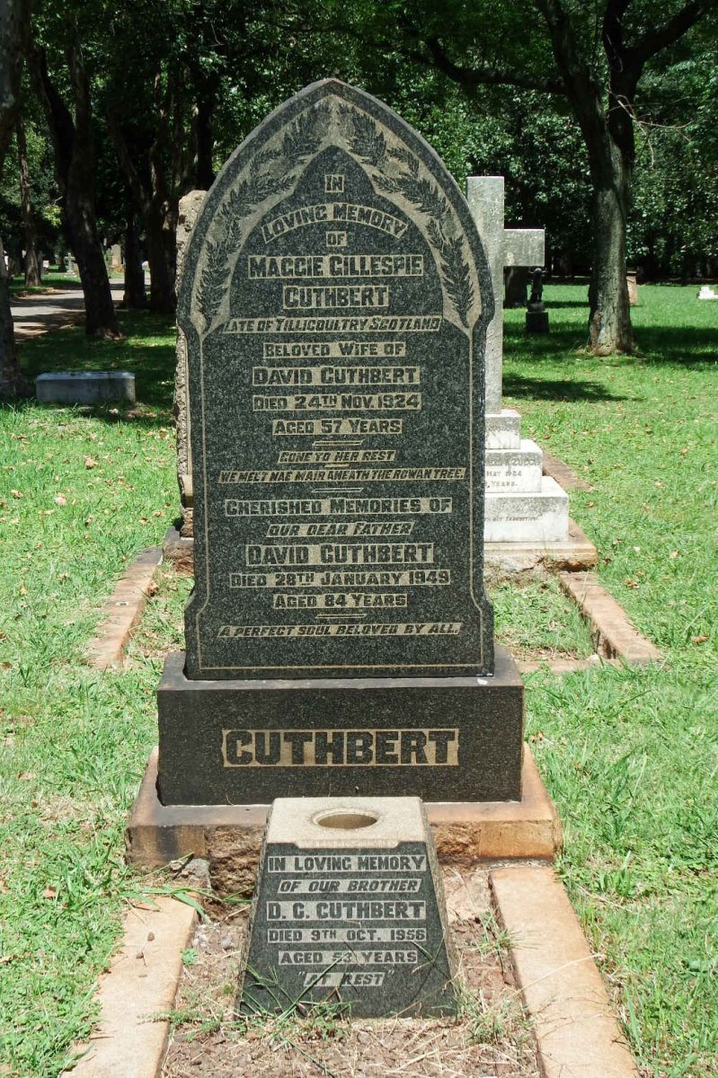 CUTHBERT David -1949 & Maggie Gillespie -1924 :: CUTHBERT D.C. -1956