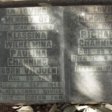 CHANNING Richard -1947 & Klassina Wilhelmina Paulina VILJOEN -1940