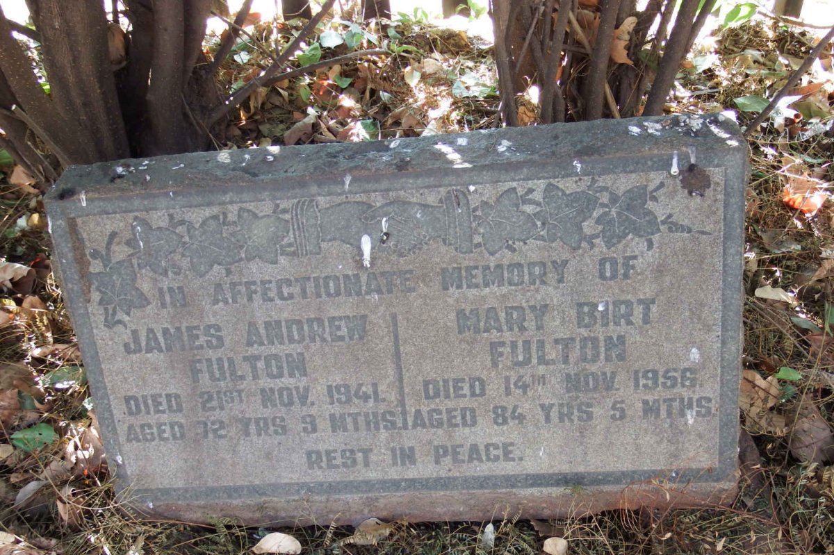 FULTON James Andrew -1941 &amp; Mary Birt -1956