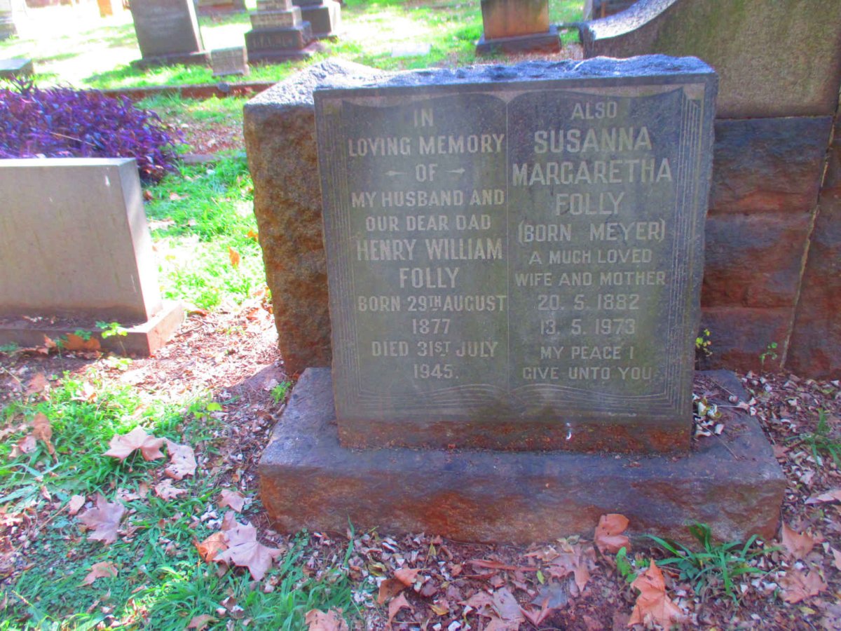 FOLLY Henry William 1877-1945 &amp; Susanna Margaretha MEYER 1882-1973