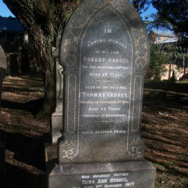 GEDDES Thomas -1898 :: GEDDES Eliza Ann -1917 :: GEDDES Robert -1907