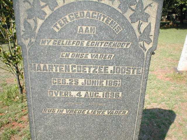 JOOSTE Maarten Coetzee 1861-1896