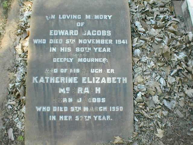 JACOBS Edward 1861-1941 :: McGRATH Katherine Elizabeth nee JACOBS 1893-1950