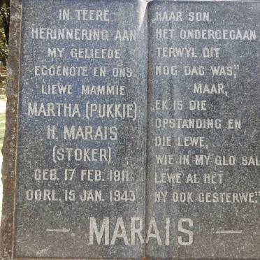 MARAIS Martha H. nee STOKER 1911-1943