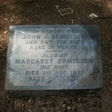 ORMISTON John J. -1920 & Margaret -1921