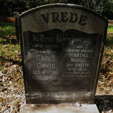 VREDE Carel Dawid 1861-1950 &amp; Martha Maria GREEFF 1872-1954