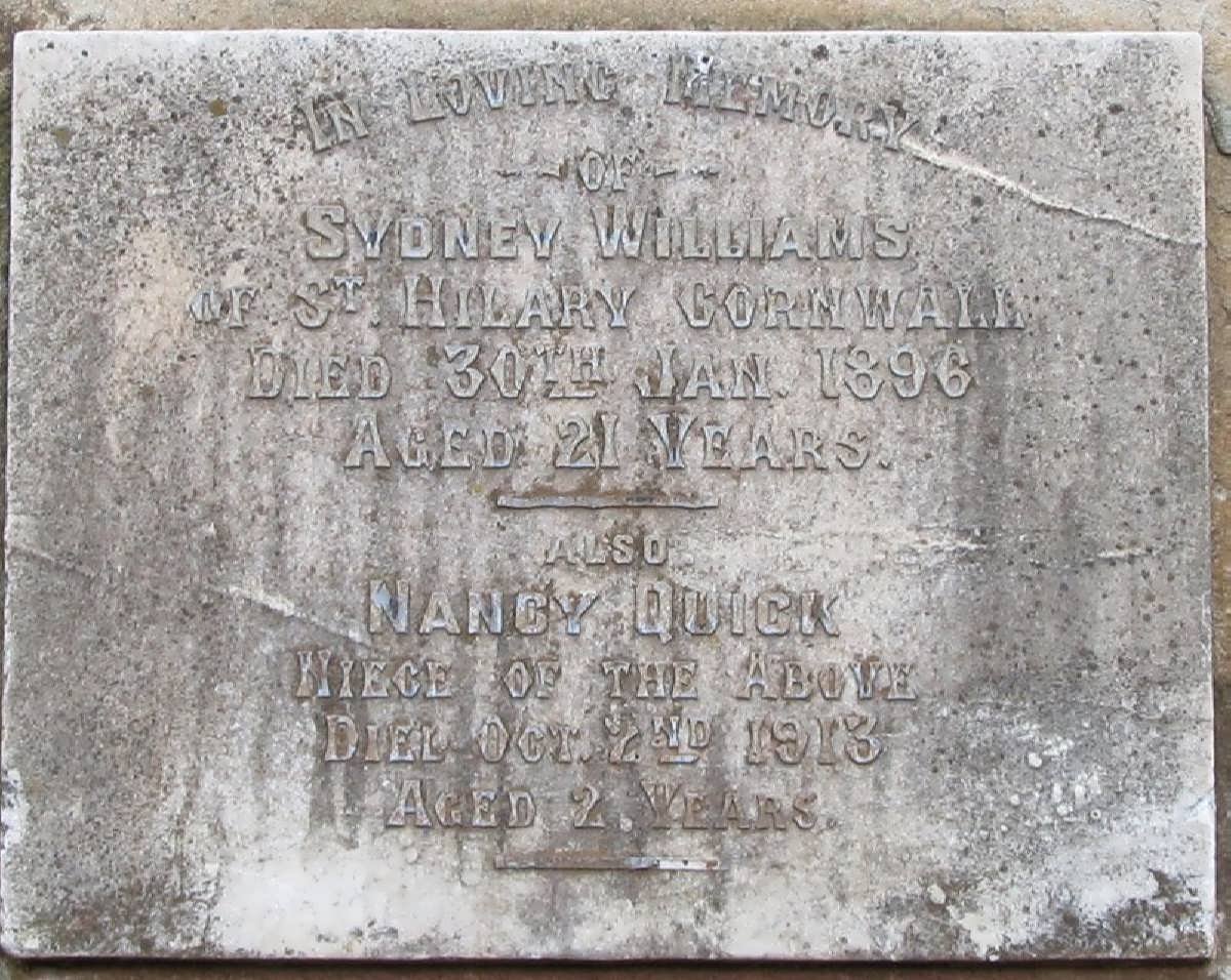 WILLIAMS Sydney -1896 :: QUICK Nancy -1913