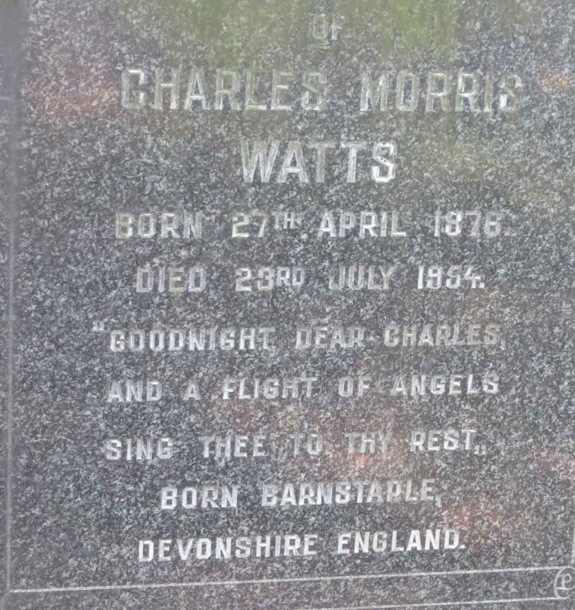 WATTS Charles Morris 1876-1954