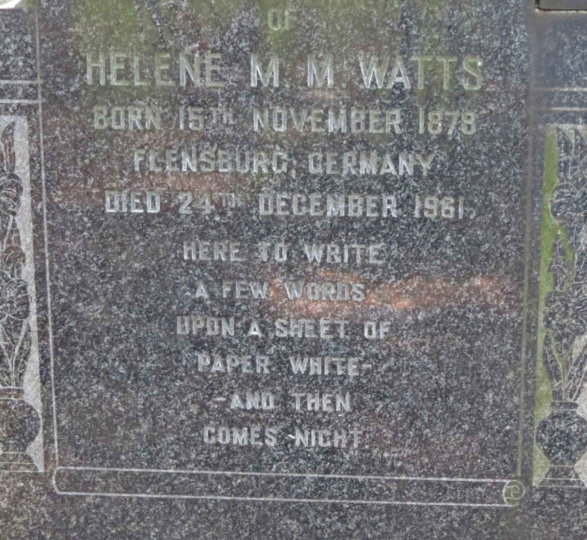 WATTS Helene M.M. 1878-1961