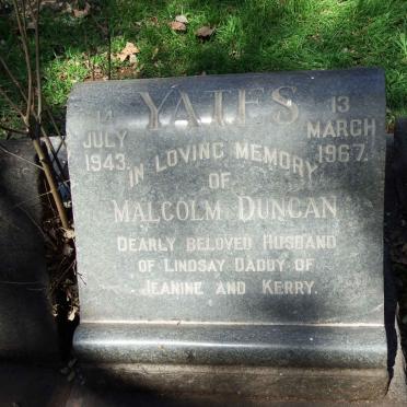 YATES Malcolm Duncan 1943-1967