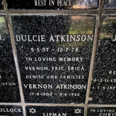 ATKINSON Vernon 1900-1986 & Dulcie 1897-1978