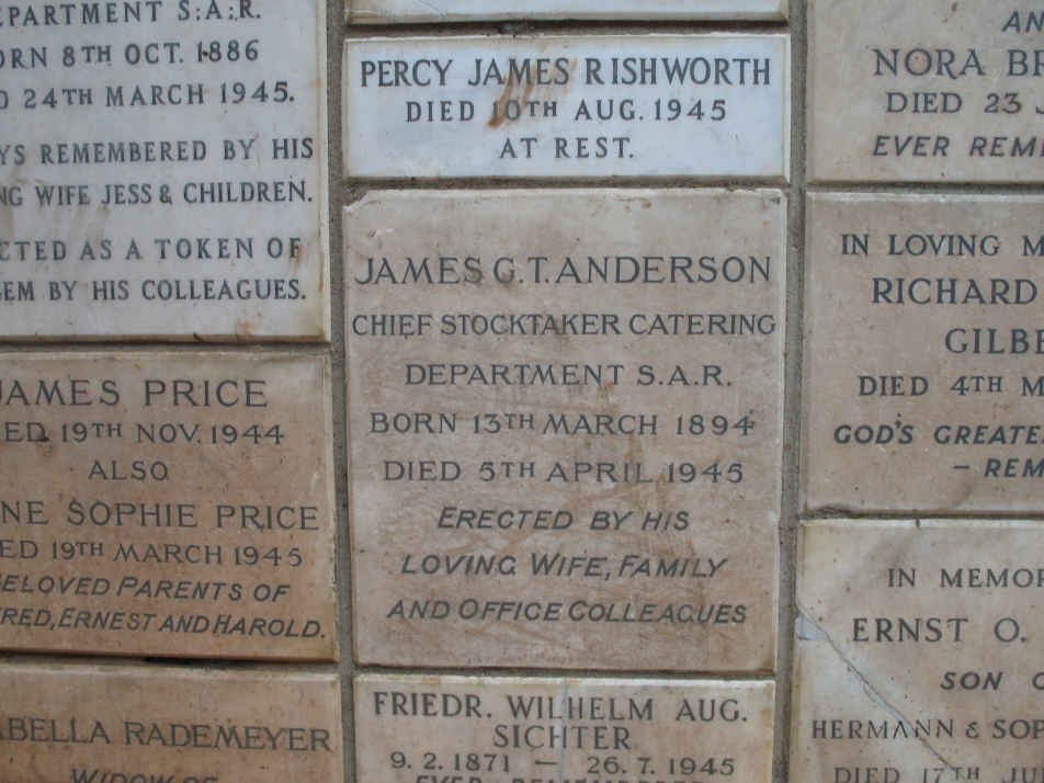 ANDERSON James G.T. 1894-1945 :: RISHWORTH Percy James -1945 : RADEMEYER Bella
