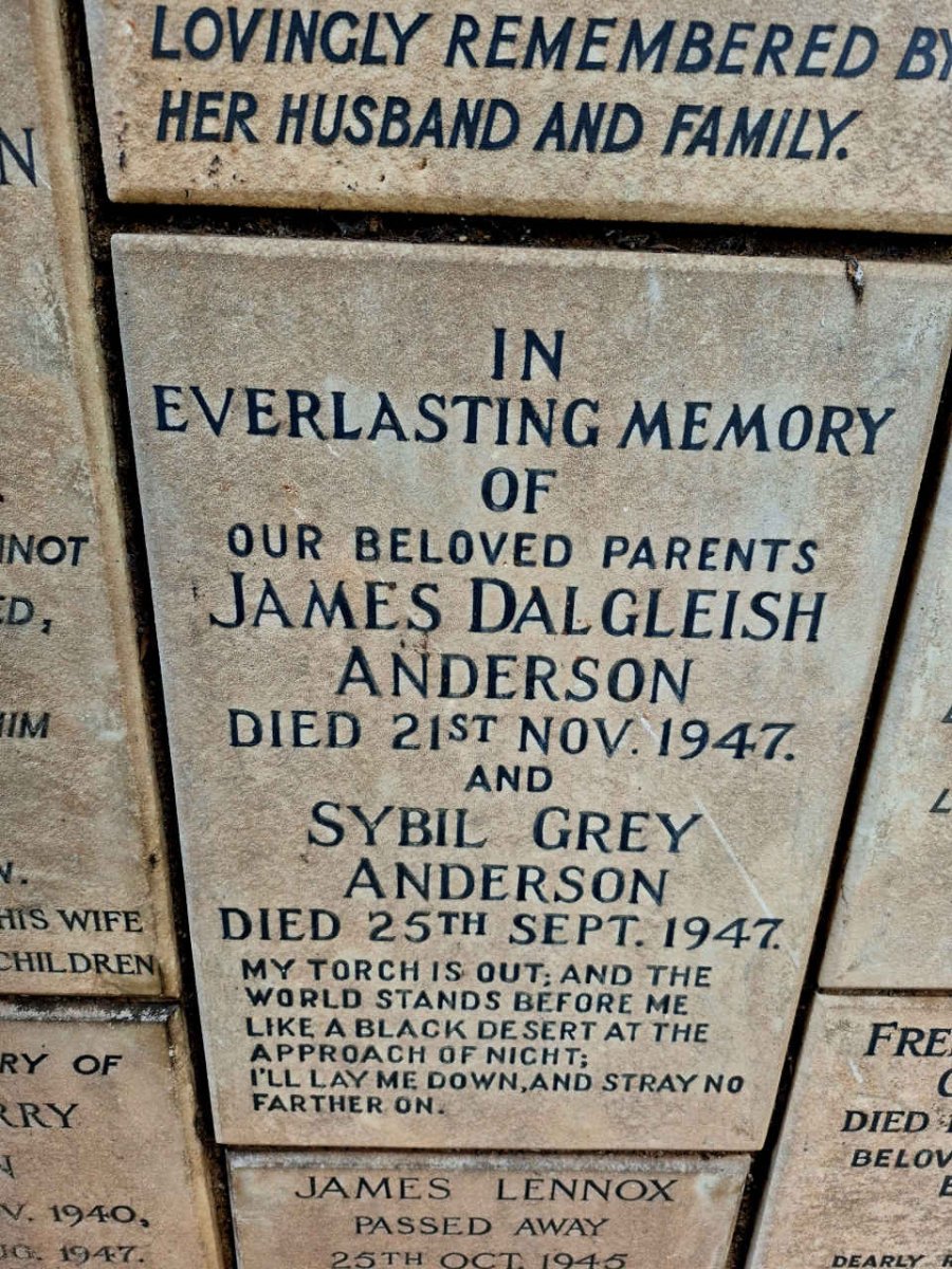 ANDERSON James Dalgleish -1947 & Sybil Grey -1947