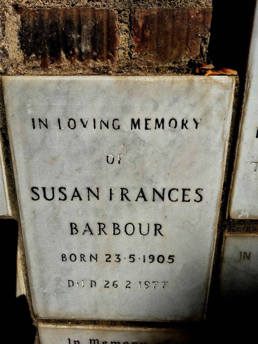 BARBOUR Susan Frances 1905-1977