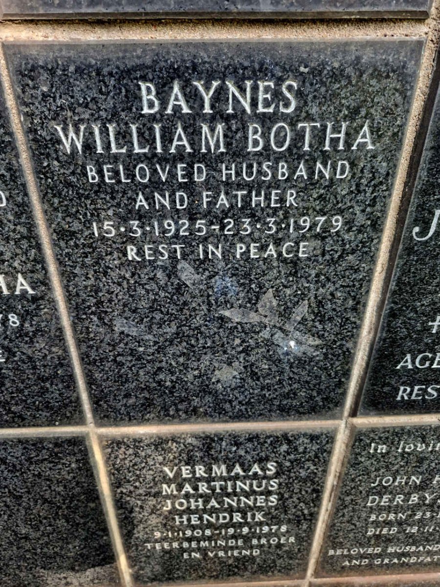 BAYNES William Botha 1925-1979