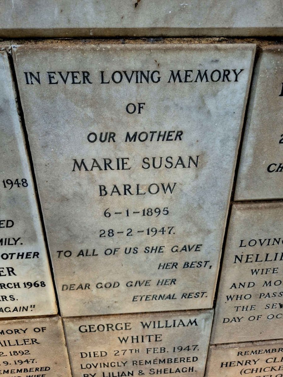 BARLOW Marie Susan 1895-1947