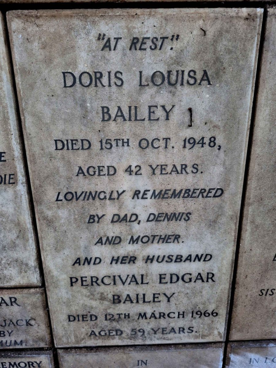 BAILEY Percival Edgar -1966 & Doris Louisa -1948